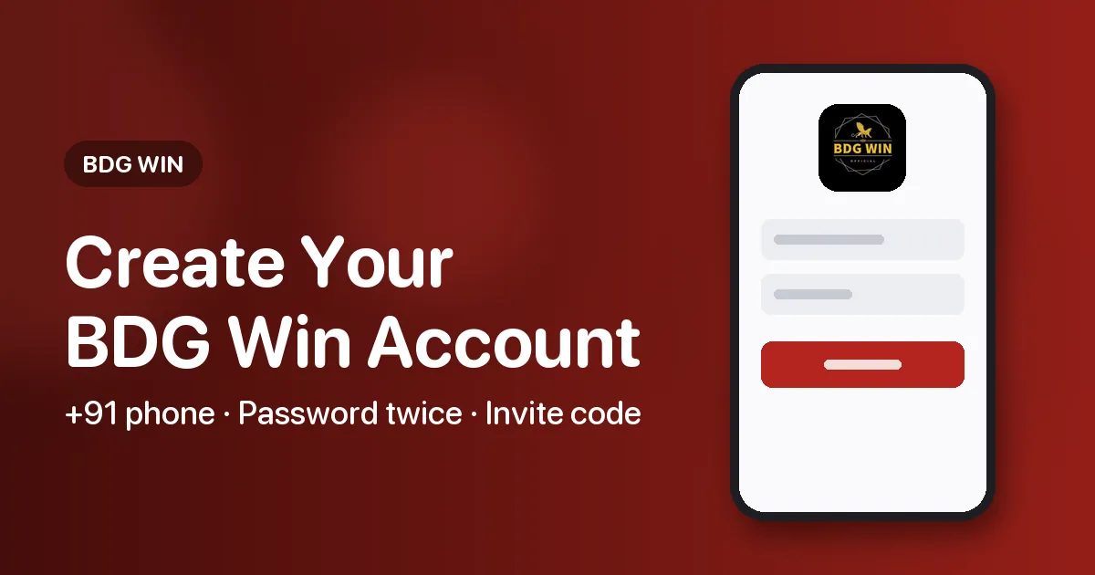 Banner for the BDG Win registration guide listing the phone, password, invite code and agreement fields